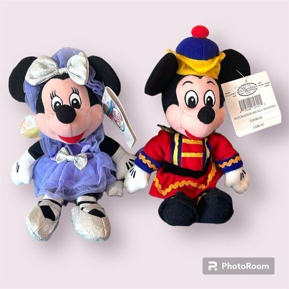 DISNEY Vintage 90s Mickey and Minnie The Nutcracker Bean Bag Plush *NEW* - Picture 1 of 11